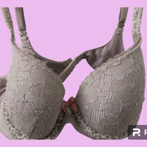 Victoria's Secret body by victoria lined demi bra lacey cheetah spots brown 34B